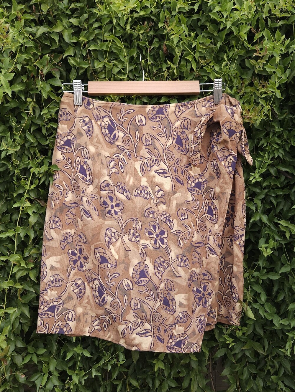 90s Ann Taylor Silk Print Wrap Skirt